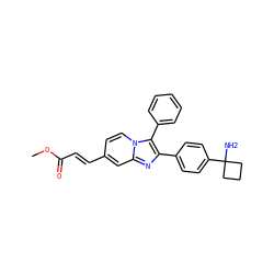 COC(=O)/C=C/c1ccn2c(-c3ccccc3)c(-c3ccc(C4(N)CCC4)cc3)nc2c1 ZINC000224247210