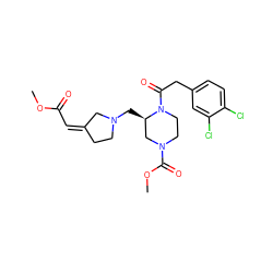 COC(=O)/C=C1/CCN(C[C@@H]2CN(C(=O)OC)CCN2C(=O)Cc2ccc(Cl)c(Cl)c2)C1 ZINC000013832131