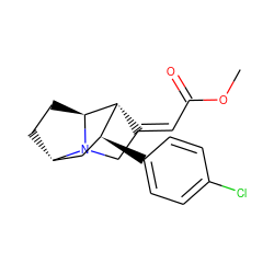 COC(=O)/C=C1/CN2[C@H]3CC[C@H]2[C@H]1[C@@H](c1ccc(Cl)cc1)C3 ZINC000253975284