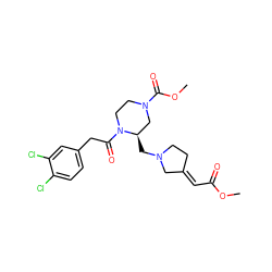 COC(=O)/C=C1\CCN(C[C@@H]2CN(C(=O)OC)CCN2C(=O)Cc2ccc(Cl)c(Cl)c2)C1 ZINC000013832129