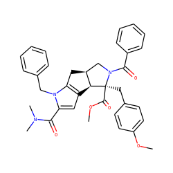 COC(=O)[C@@]1(Cc2ccc(OC)cc2)[C@H]2c3cc(C(=O)N(C)C)n(Cc4ccccc4)c3C[C@H]2CN1C(=O)c1ccccc1 ZINC000064649465