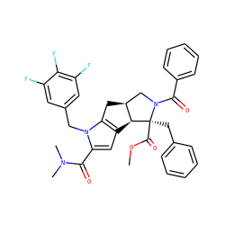 COC(=O)[C@@]1(Cc2ccccc2)[C@H]2c3cc(C(=O)N(C)C)n(Cc4cc(F)c(F)c(F)c4)c3C[C@H]2CN1C(=O)c1ccccc1 ZINC000064503407