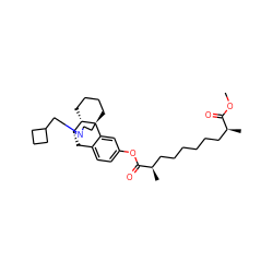 COC(=O)[C@@H](C)CCCCCC[C@@H](C)C(=O)Oc1ccc2c(c1)[C@@]13CCCC[C@H]1[C@@H](C2)N(CC1CCC1)CC3 ZINC000049678401