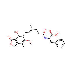 COC(=O)[C@@H](Cc1ccccc1)NC(=O)CC/C(C)=C/Cc1c(O)c2c(c(C)c1OC)COC2=O ZINC000096937322