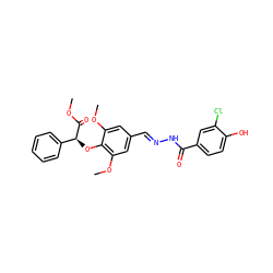 COC(=O)[C@@H](Oc1c(OC)cc(/C=N/NC(=O)c2ccc(O)c(Cl)c2)cc1OC)c1ccccc1 ZINC000013439037