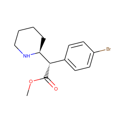 COC(=O)[C@@H](c1ccc(Br)cc1)[C@@H]1CCCCN1 ZINC000013747205