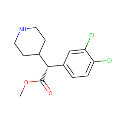 COC(=O)[C@@H](c1ccc(Cl)c(Cl)c1)C1CCNCC1 ZINC000096914794