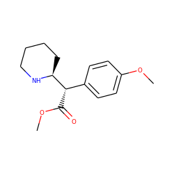 COC(=O)[C@@H](c1ccc(OC)cc1)[C@@H]1CCCCN1 ZINC000013747246