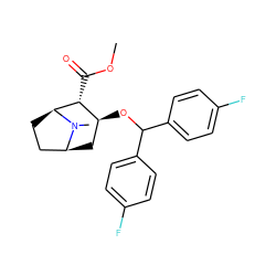 COC(=O)[C@@H]1[C@@H](OC(c2ccc(F)cc2)c2ccc(F)cc2)C[C@H]2CC[C@@H]1N2C ZINC000005599973