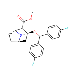 COC(=O)[C@@H]1[C@@H](OC(c2ccc(F)cc2)c2ccc(F)cc2)C[C@H]2CC[C@H]1N2C ZINC000100387502