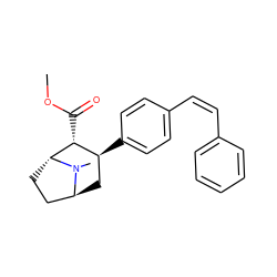 COC(=O)[C@@H]1[C@@H](c2ccc(/C=C\c3ccccc3)cc2)C[C@H]2CC[C@H]1N2C ZINC000100921412