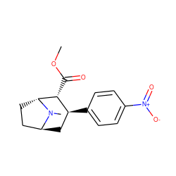 COC(=O)[C@@H]1[C@@H](c2ccc([N+](=O)[O-])cc2)C[C@H]2CC[C@H]1N2C ZINC000100645043