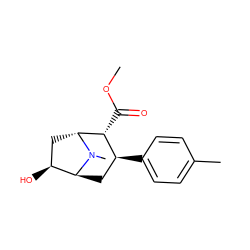 COC(=O)[C@@H]1[C@@H](c2ccc(C)cc2)C[C@H]2[C@@H](O)C[C@H]1N2C ZINC000100861856