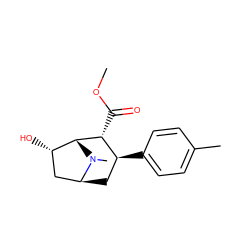 COC(=O)[C@@H]1[C@@H](c2ccc(C)cc2)C[C@H]2C[C@H](O)[C@H]1N2C ZINC000100861847