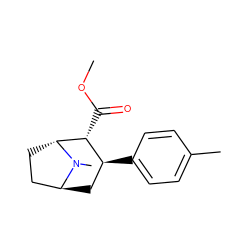 COC(=O)[C@@H]1[C@@H](c2ccc(C)cc2)C[C@H]2CC[C@H]1N2C ZINC000100645015