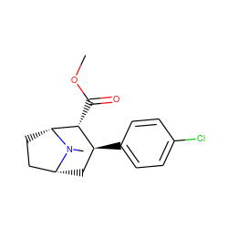 COC(=O)[C@@H]1[C@@H](c2ccc(Cl)cc2)C[C@@H]2CC[C@H]1N2C ZINC000013586316