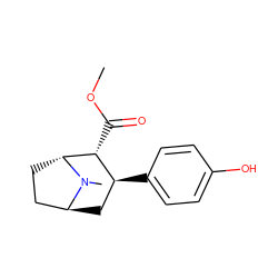 COC(=O)[C@@H]1[C@@H](c2ccc(O)cc2)C[C@H]2CC[C@H]1N2C ZINC000100739504