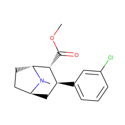 COC(=O)[C@@H]1[C@@H](c2cccc(Cl)c2)C[C@H]2CC[C@H]1N2C ZINC000100739573