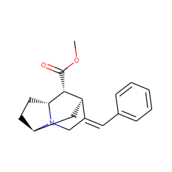 COC(=O)[C@@H]1[C@@H]2C[C@H]3CC[C@H]1N3C/C2=C/c1ccccc1 ZINC000100816449