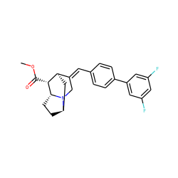 COC(=O)[C@@H]1[C@@H]2C[C@H]3CC[C@H]1N3C/C2=C\c1ccc(-c2cc(F)cc(F)c2)cc1 ZINC000101124042