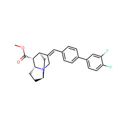 COC(=O)[C@@H]1[C@@H]2C[C@H]3CC[C@H]1N3C/C2=C\c1ccc(-c2ccc(F)c(F)c2)cc1 ZINC000101124361