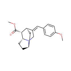 COC(=O)[C@@H]1[C@@H]2C[C@H]3CC[C@H]1N3C/C2=C\c1ccc(OC)cc1 ZINC000100808665