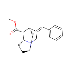 COC(=O)[C@@H]1[C@@H]2C[C@H]3CC[C@H]1N3C/C2=C\c1ccccc1 ZINC000100854077