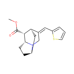 COC(=O)[C@@H]1[C@@H]2C[C@H]3CC[C@H]1N3C/C2=C\c1cccs1 ZINC000100854097