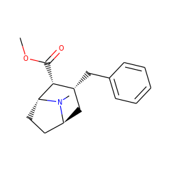 COC(=O)[C@@H]1[C@H](Cc2ccccc2)C[C@H]2CC[C@H]1N2C ZINC000100803178