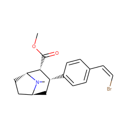 COC(=O)[C@@H]1[C@H](c2ccc(/C=C\Br)cc2)C[C@H]2CC[C@H]1N2C ZINC000100761208