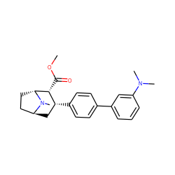 COC(=O)[C@@H]1[C@H](c2ccc(-c3cccc(N(C)C)c3)cc2)C[C@H]2CC[C@H]1N2C ZINC000101062024