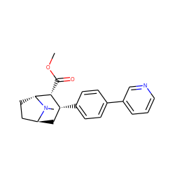 COC(=O)[C@@H]1[C@H](c2ccc(-c3cccnc3)cc2)C[C@H]2CC[C@H]1N2C ZINC000100061082