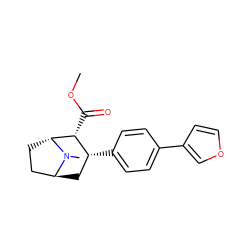 COC(=O)[C@@H]1[C@H](c2ccc(-c3ccoc3)cc2)C[C@H]2CC[C@H]1N2C ZINC000101035237