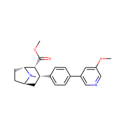 COC(=O)[C@@H]1[C@H](c2ccc(-c3cncc(OC)c3)cc2)C[C@H]2CC[C@H]1N2C ZINC000100061090