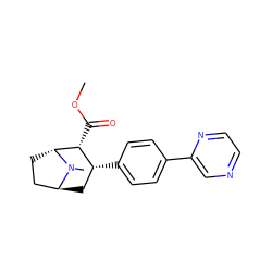 COC(=O)[C@@H]1[C@H](c2ccc(-c3cnccn3)cc2)C[C@H]2CC[C@H]1N2C ZINC000101062007