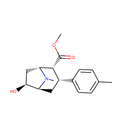 COC(=O)[C@@H]1[C@H](c2ccc(C)cc2)C[C@H]2[C@@H](O)C[C@H]1N2C ZINC000100861869