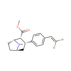 COC(=O)[C@@H]1[C@H](c2ccc(C=C(Br)Br)cc2)C[C@H]2CC[C@H]1N2C ZINC000100761671