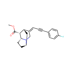 COC(=O)[C@@H]1[C@H]2C[C@H]3CC[C@H]1N3C/C2=C\C#Cc1ccc(F)cc1 ZINC000261139452