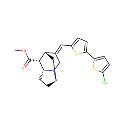 COC(=O)[C@@H]1[C@H]2C[C@H]3CC[C@H]1N3C/C2=C\c1ccc(-c2ccc(Cl)s2)s1 ZINC000261174021