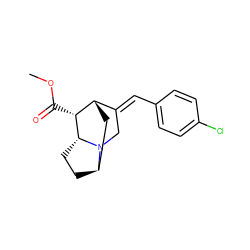 COC(=O)[C@@H]1[C@H]2C[C@H]3CC[C@H]1N3C/C2=C\c1ccc(Cl)cc1 ZINC000253701549