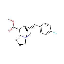 COC(=O)[C@@H]1[C@H]2C[C@H]3CC[C@H]1N3C/C2=C\c1ccc(F)cc1 ZINC000253634715