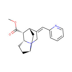 COC(=O)[C@@H]1[C@H]2C[C@H]3CC[C@H]1N3C/C2=C\c1ccccn1 ZINC000253637243