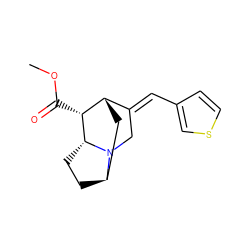 COC(=O)[C@@H]1[C@H]2C[C@H]3CC[C@H]1N3C/C2=C\c1ccsc1 ZINC000261168606