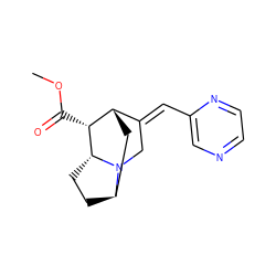 COC(=O)[C@@H]1[C@H]2C[C@H]3CC[C@H]1N3C/C2=C\c1cnccn1 ZINC000253637163