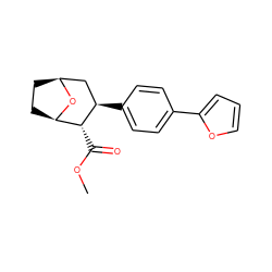 COC(=O)[C@@H]1[C@H]2CC[C@@H](C[C@H]1c1ccc(-c3ccco3)cc1)O2 ZINC000084602392