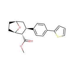 COC(=O)[C@@H]1[C@H]2CC[C@@H](C[C@H]1c1ccc(-c3cccs3)cc1)O2 ZINC000038266564