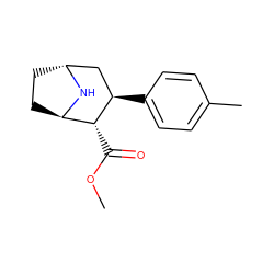 COC(=O)[C@@H]1[C@H]2CC[C@H](C[C@H]1c1ccc(C)cc1)N2 ZINC000101094904