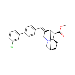 COC(=O)[C@@H]1[C@H]2CC[C@H]3CC[C@H]1N(C/C2=C\c1ccc(-c2cccc(Cl)c2)cc1)C3 ZINC000261096939