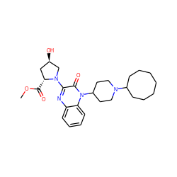 COC(=O)[C@@H]1C[C@@H](O)CN1c1nc2ccccc2n(C2CCN(C3CCCCCCC3)CC2)c1=O ZINC000114765598