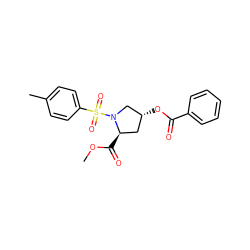 COC(=O)[C@@H]1C[C@@H](OC(=O)c2ccccc2)CN1S(=O)(=O)c1ccc(C)cc1 ZINC000040951287